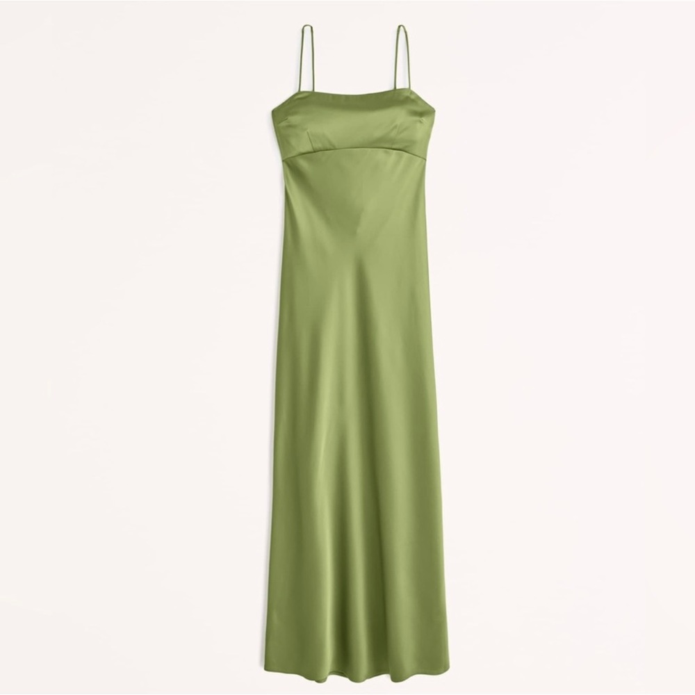 EUC Abercrombie & Fitch Green Satin Cowl Back Slip Dress Womens Large Party
